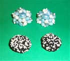 2 pair of Vintage Clip-on Beaded earrings from the 1960's Blue and Black& White — photo 2