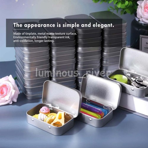 12PCS Metal Hinged Tin Box Container Blank Portable Small Storage Container Case - Picture 2 of 8