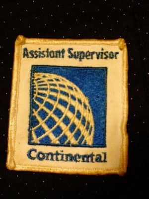 Vintage 1990s Continental Airlines Globe Logo Assistant Supervisor Patch