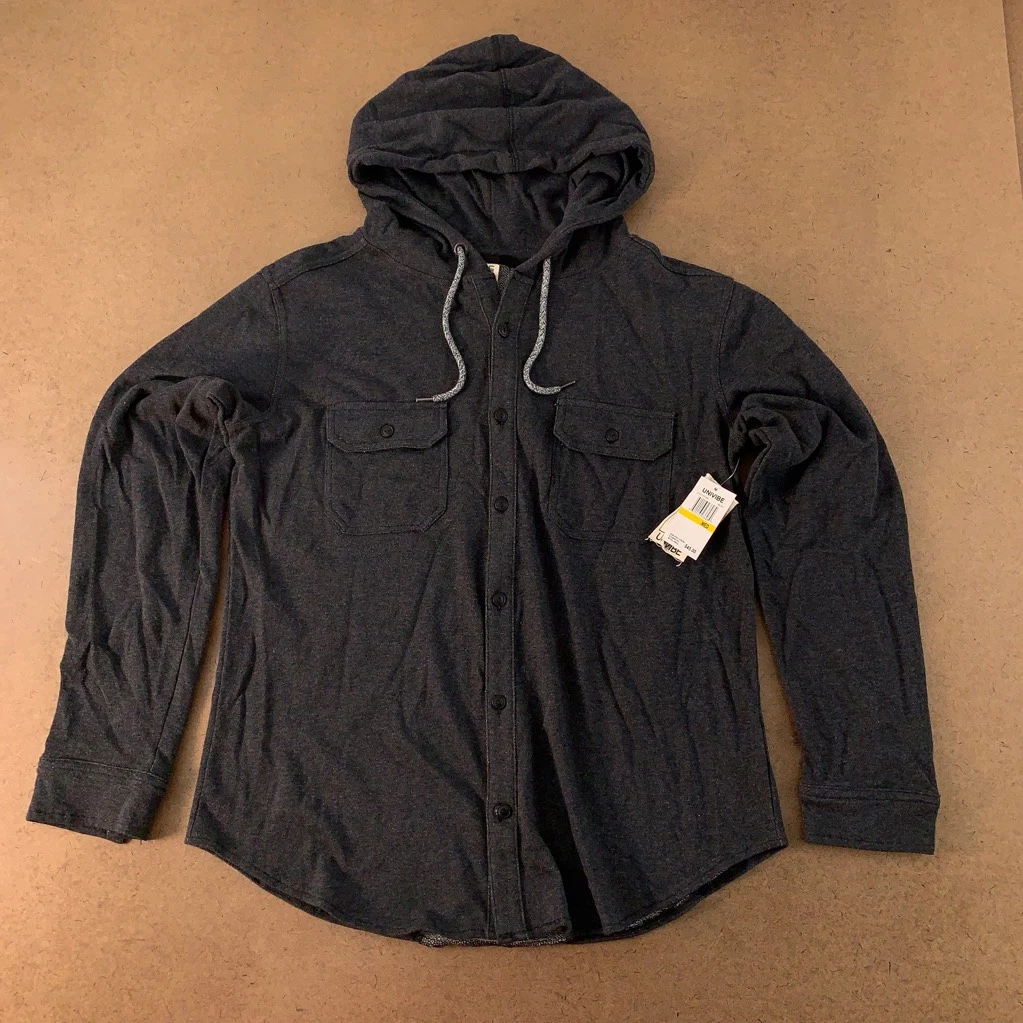 Button front hoodie hot sale