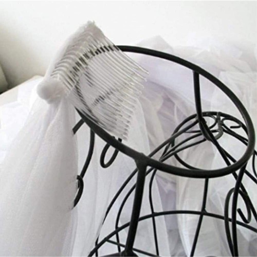 Bridal Veil Wedding Veils Women's White Tulle Short Veils Ribbon Edge With Co... - Picture 5 of 7