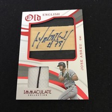 2019 Immaculate Jose Abreu Red Old English Jumbo Game Used Bat Auto 2/7 #oe-ja