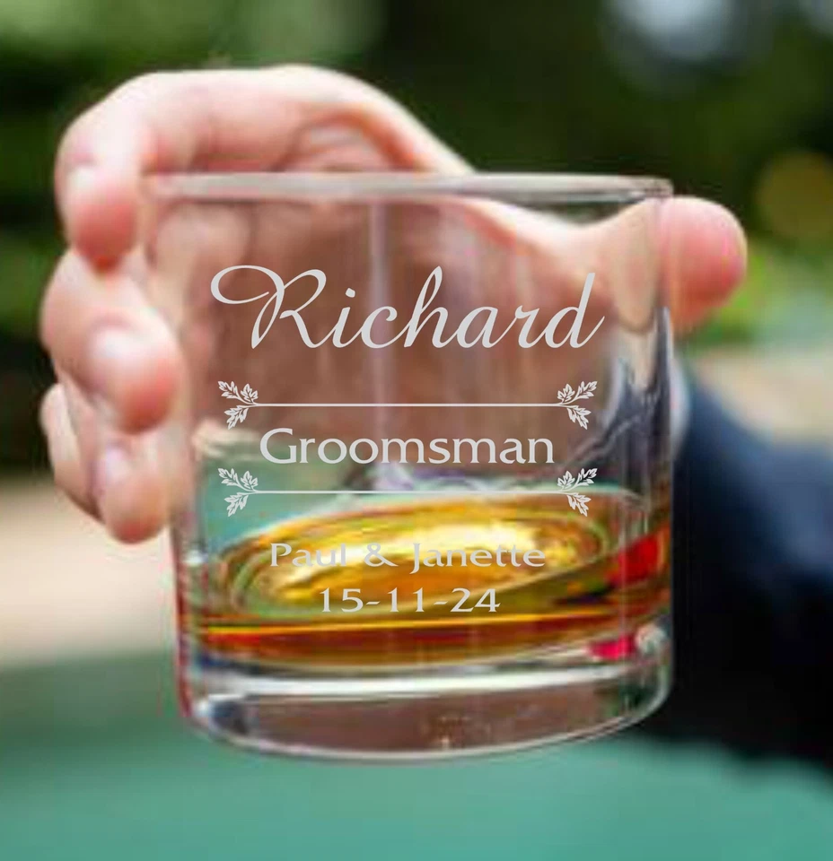 3 x Personalised Engraved Scotch Glass Wedding Favour Gift Groomsman Bourbon - image 2 of 4