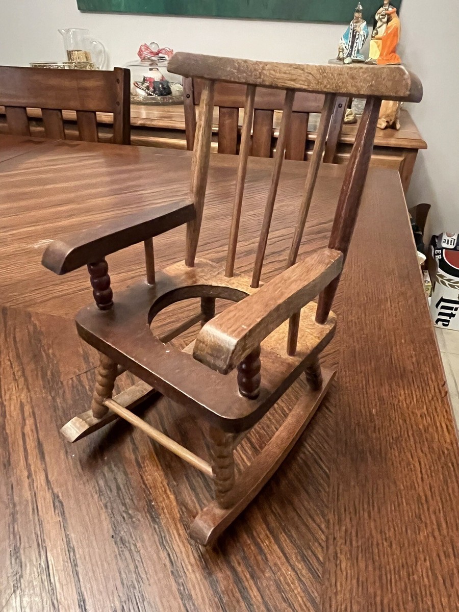 Rocking Chair Miniature Doll Hole in Seat 8