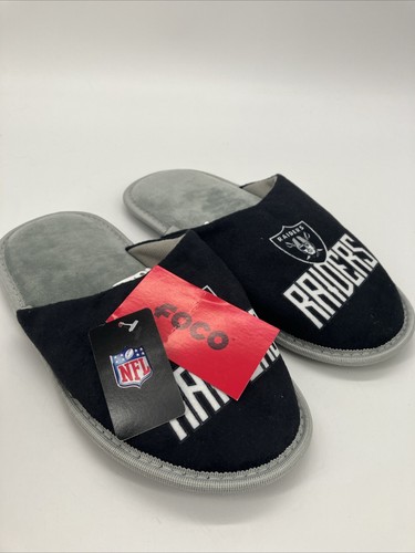 NFL Raiders Team Slippers Slip on House Shoes Foco Mens Size S 7-8