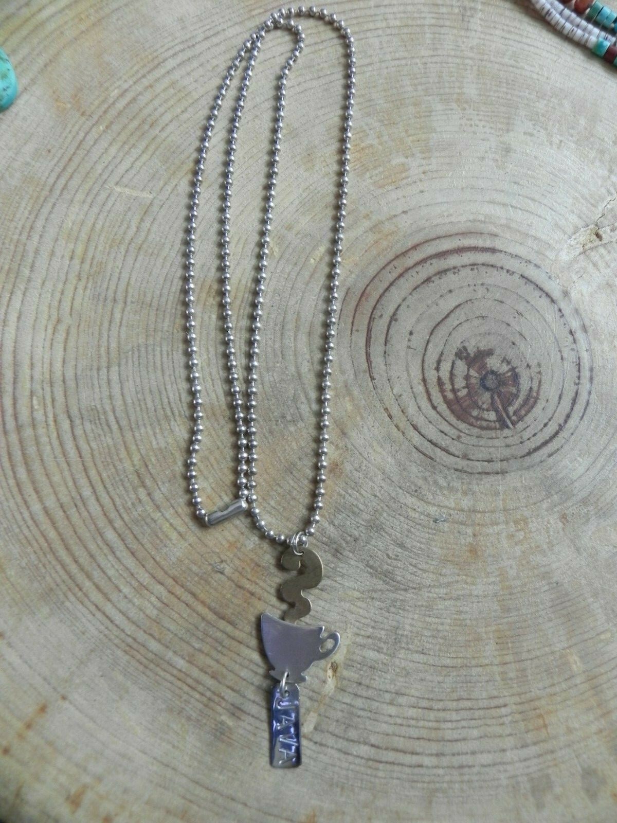 Sterling Silver & Brass COFFEE CUP JAVA Necklace … - image 3