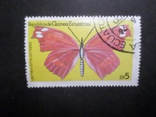 GUINEE EQUATORIALE timbre PAPILLON LIBYTHEA, oblitéré, used BUTTERFLY
