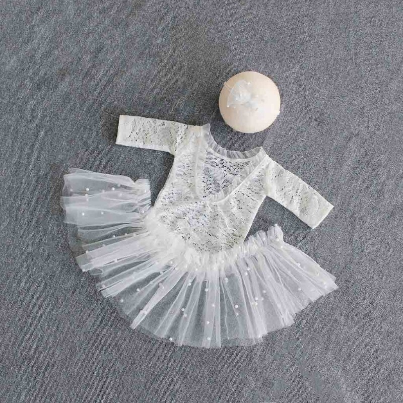 3 Pcs Photography Props Outfits Baby Lace Romper Headband Short Skirt