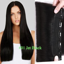 THICK One Piece Real Clip In 100% Remy Human Hair Extensions 3/4 Full Head Brown