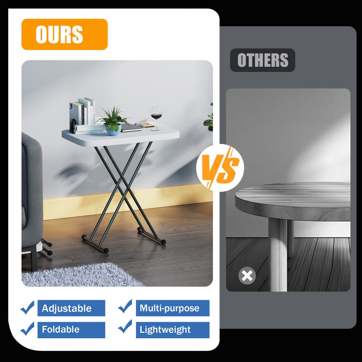Dropship Foldable Tray Table Portable Sofa TV Tray 6 Heights 3 Angles Laptop Desk Adjustable Eating Dinner Coffee to Sell Online at a Lower Price