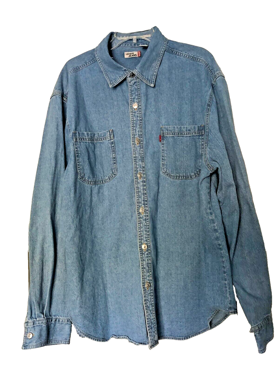Blue Denim Levis Denim Shirt With Metal Buttons Levi Denim Shirt