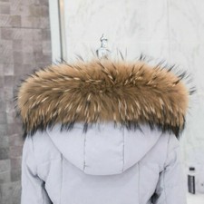 Natural Raccoon Fur Collar Scarf Trim For Down Jacket Hood Scarf 70*12cm