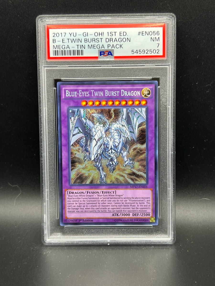 Yugioh PSA 7 NM Blue-Eyes Twin Burst Dragon MP17-EN056 Secret 1st