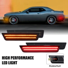 For Dodge Challenger 2008-2014 Smoke LED Front Rear Amber Red Side Marker Lights