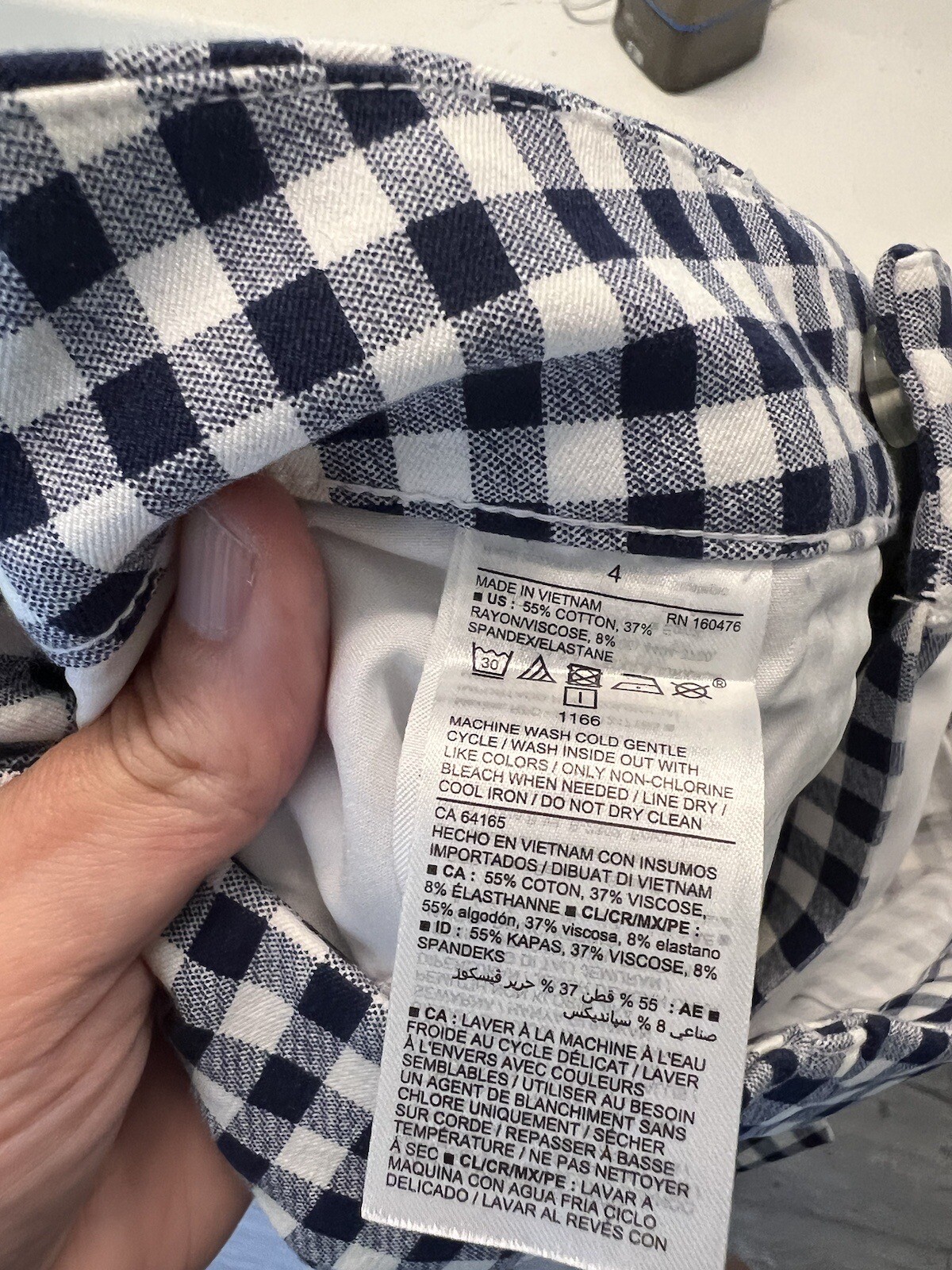 Old Navy High Rise Gingham Pixie Ankle Pants Navy… - image 5