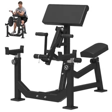 Home Gym Preacher Curl Bench,Plate Loaded Bicep and Tricep Workout Equipment