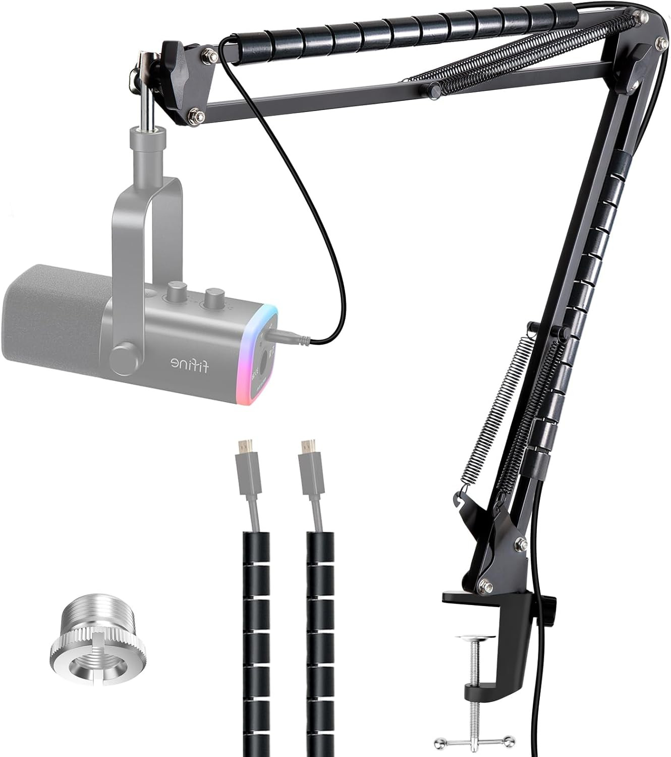 Microphone Fifine AM8 avec bras de suspension métallique noir mat USB XLR