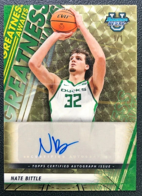 2025 Bowmans Best U Superfractor Auto #GA-NL Nate Bittle RC Gold Vinyl SP #1/1