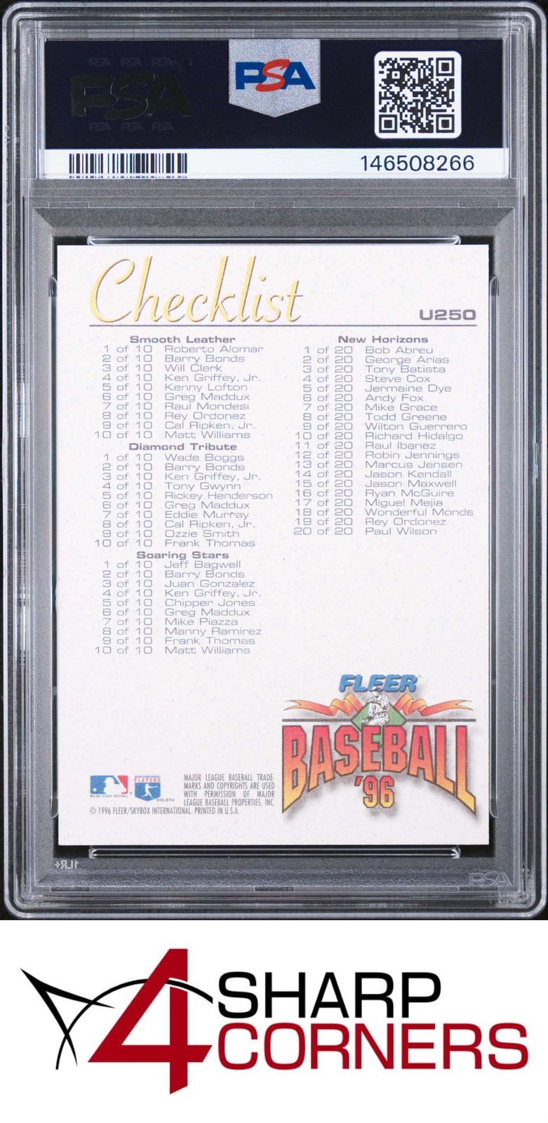 1996 FLEER UPDATE #U250 FRANK THOMAS HOF CHECKLIST PSA 10 view 2