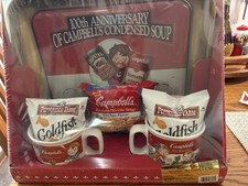Campbell Soup 100 Anniversary 1997 gift Set ,Tray And Two Mugs, Goldfish Promo