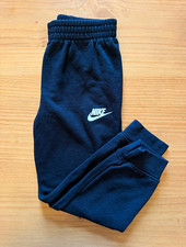 Nike Boys 6-7Y Black Fleece Cotton Jogger Pants Pull-On Elastic Waist Logo