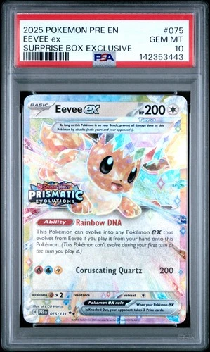 2025 POKEMON PRE EN-PRISMATIC EVOLUTIONS SURPRISE BOX EXCLUSIVE EEVEE EX PSA 10
