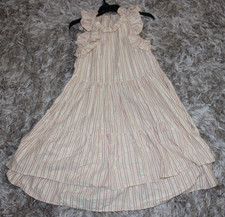 Ulla Johnson Tasmin Dress Cream Pink Striped Ruffle Sleeve Mini Size 10