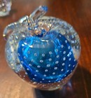 Lot Of 2 Vintage Glass Apple Paperweights Blue Middle / Clear  — photo 4