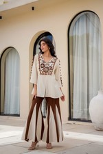 EMBROIDERED COTTON CO-ORD SET WOMEN PAKISTANI SUIT SALWAR KAMEEZ BOHO 2PC OUTFIT