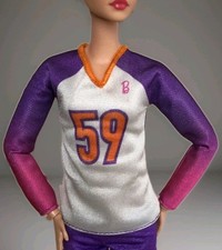 Barbie Blanco PÚRPURA Naranja Manga Larga VOLEIBOL #59 PARTE SUPERIOR Para HECHO PARA MOVERSE ALTO