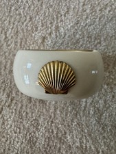 Bosom Buddy Gold Seashell Hinged Bangle Bracelet White W Gold Inside