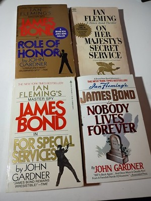 Vintage Lot of 4 James Bond Books novels PB By Ian Fleming, Nobody Lives Forever