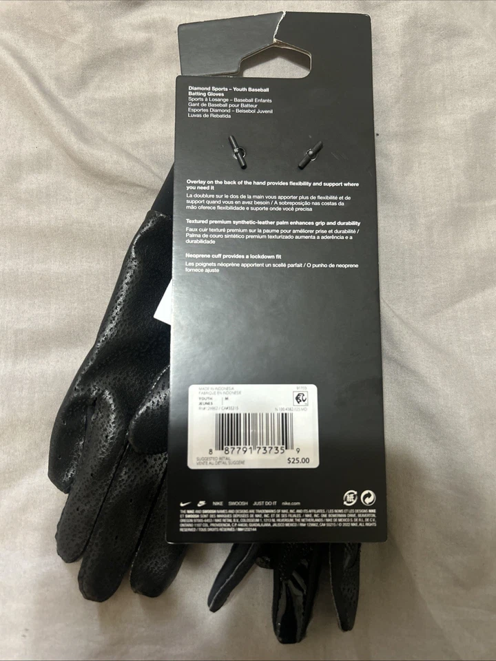 Nike Alpha Batting Gloves Diamond Sports Baseball Youth Size Medium Dri-fit New - Image 4 of 4