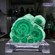 10.5LB Natural malachite block quartz crystal luster mineral specimen+base