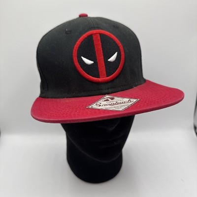 Deadpool Hat Cap Snap Back Black Red Marvel Adjustable Mens.