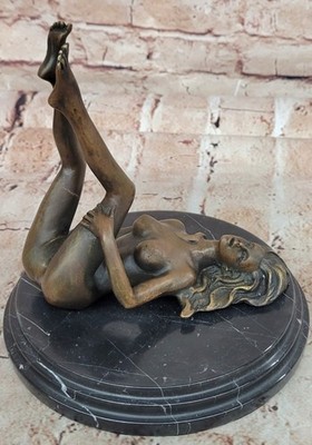 Nackte Stripper Hautfarben Hot Mädchen Bronze Statue Marmor Basis Figur Dekor Nr