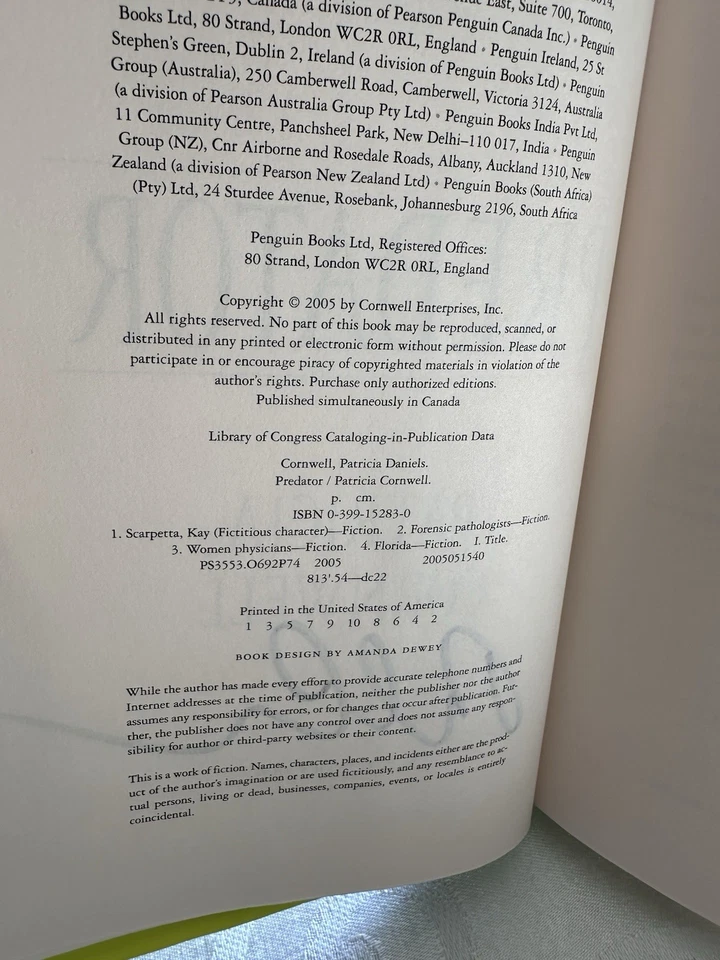 Подлинный фирменный хищник Patricia Cornwell первое издание - Изображение 4 из 4