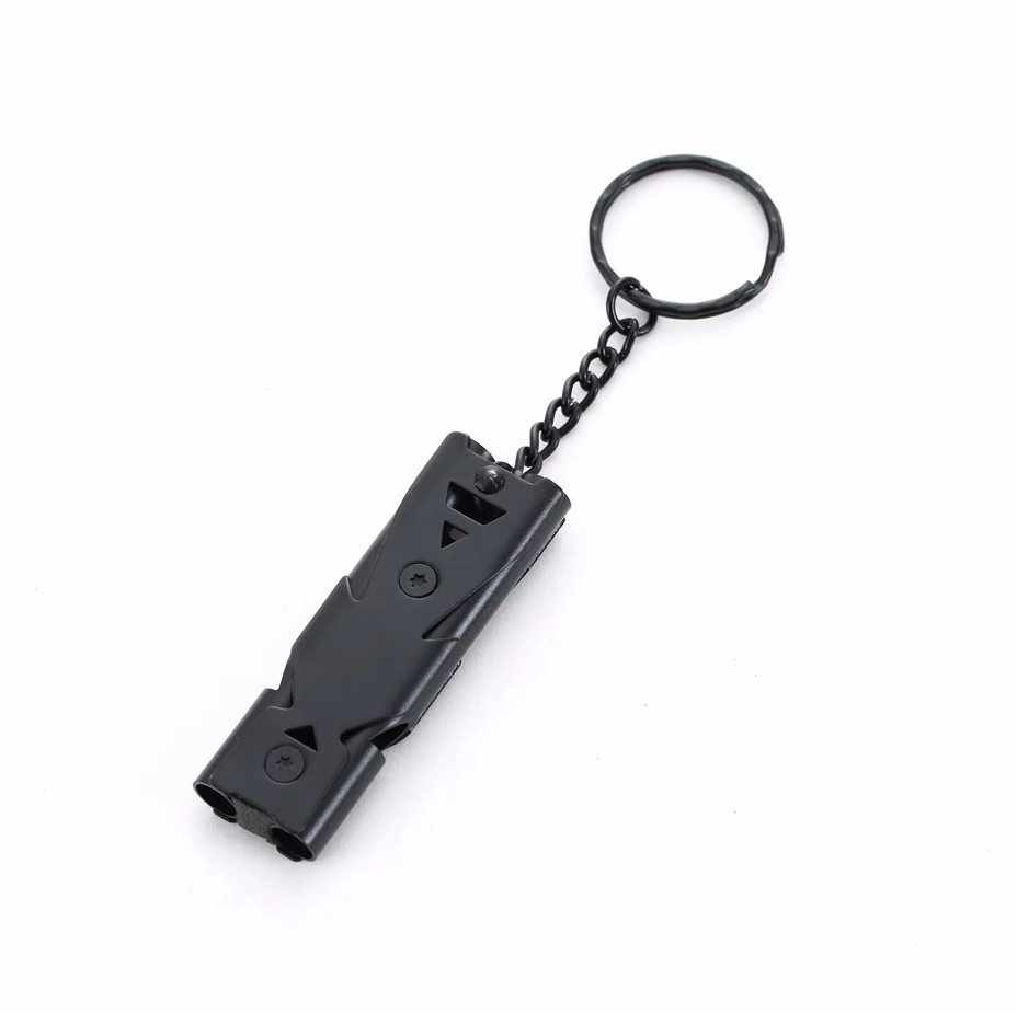 1Pc Stainless Steel Double Tube Survival Whistle High Frequency Emergency Signal