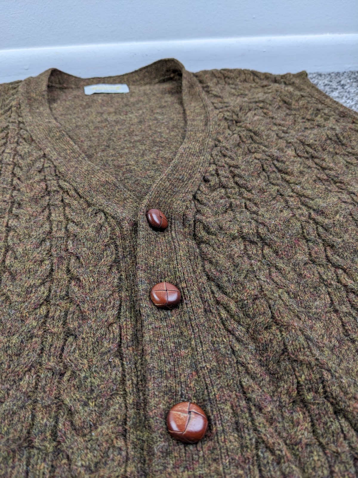 VTG United Colors of Benetton Vest Sweater Cable Knit Wool Cardigan Mens Large image 3