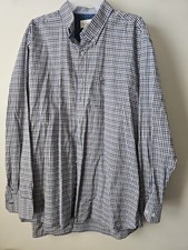 Bugatti Men's XXL Blue/White/Brown Cotton Poplin Check Long Sleeve Button-Down