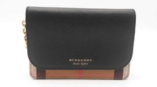 Burberry Hampshire Black Leather Flap Canvas Crossbody Sd0626przdu