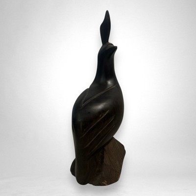 Vintage Hand Carved Wood Quail Pigeon Figurine Hardwood Carving Decor