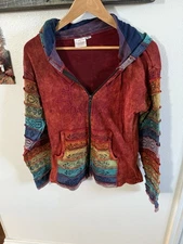 Unique Greater Goos Made In Nepal Embroidered Colorful Women’s  ZipHoodie L/XL