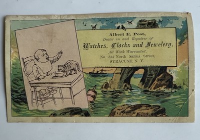 VICTORIAN JEWELERS TRADE CARD ALBERT E POST 314 N SALINA ST SYRACUSE NY C1