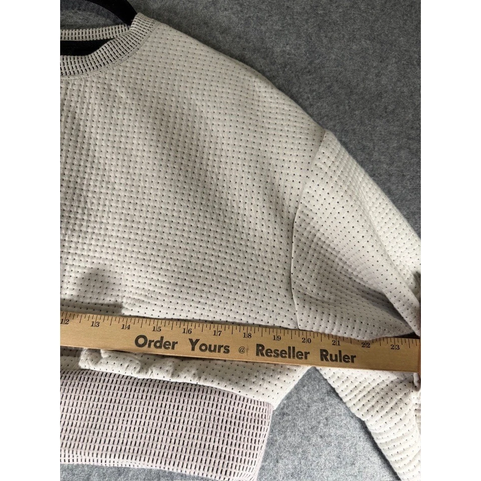 Sudadera corta tejida gofre Nike para mujer XS gris manga larga pulóver top Foto 3 de 4