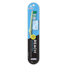 REACH Advanced Design Toothbrush with Toothbrush Cap, Angled Neck, Medium Bi-Lev