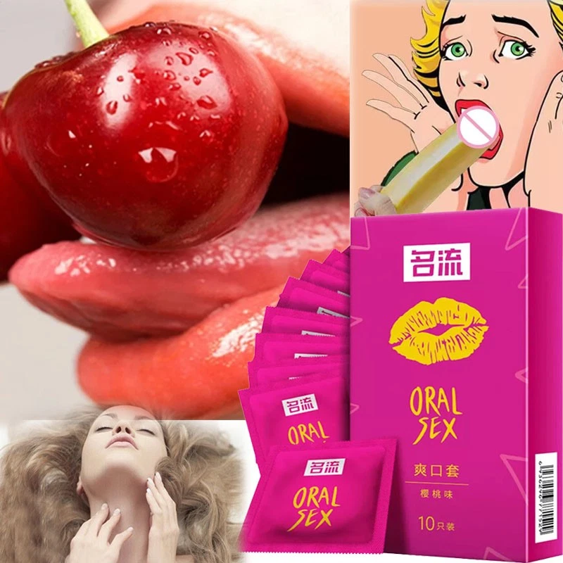 10 peças/1 caixa preservativos para sexo oral sabor cereja látex manga boquete - Imagem 2 de 4
