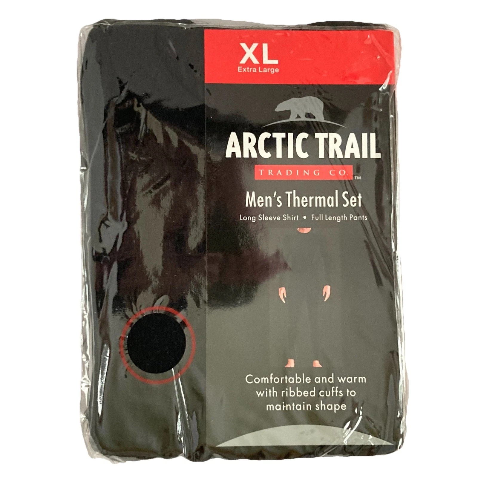 2 pcs ARCTIC TRAIL Men's Long Underwear Thermal Top & Bottom Set XL Black