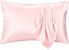 Silky Satin Pillowcases Standard Size 2 Pack Hair Care Pink 20 x 26 Inches
