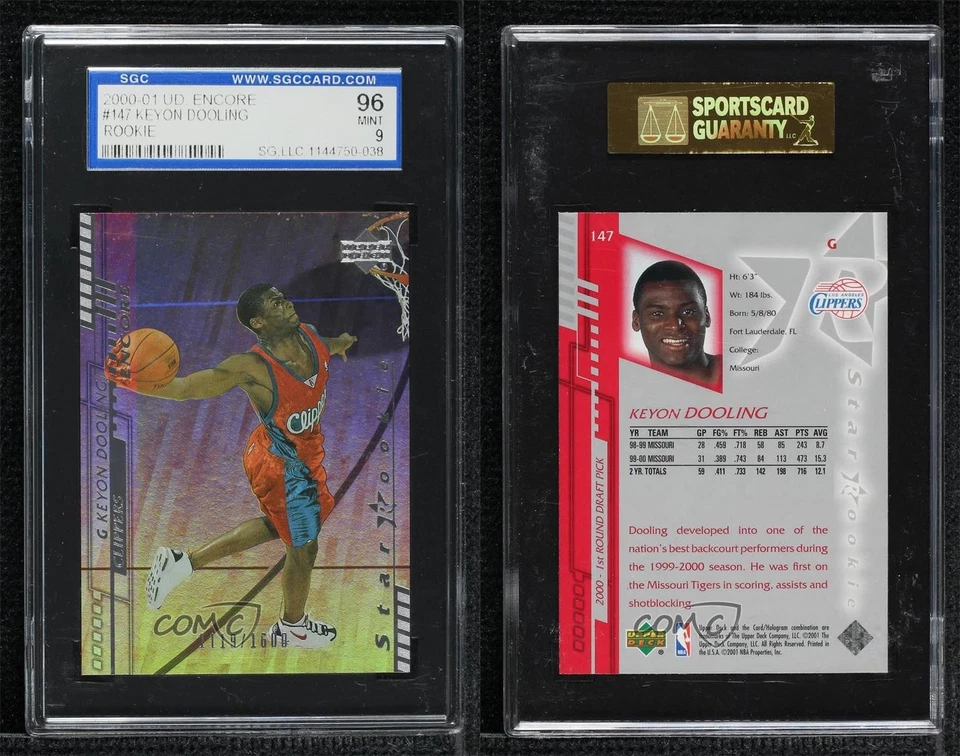 2000 Upper Deck Encore Star 719/1600 Keyon Dooling #147 SGC 96 MINT 9 Rookie RC - Image 3 of 3